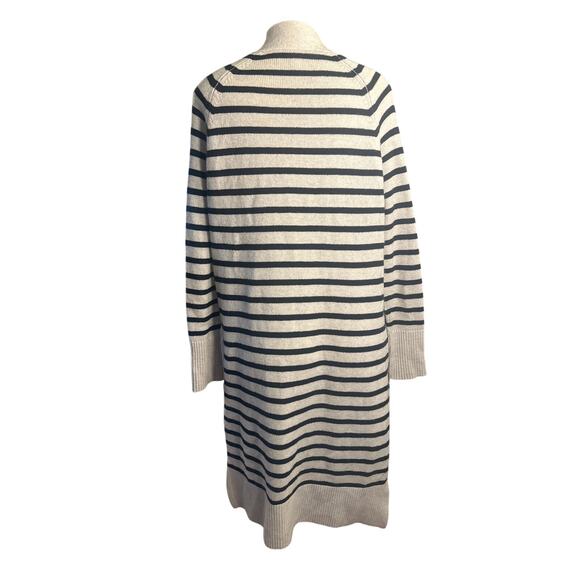S Autumn Cashmere Maritime Gray Stripe Cardigan Duster Sweater 100% Cashmere - Picture 4 of 6
